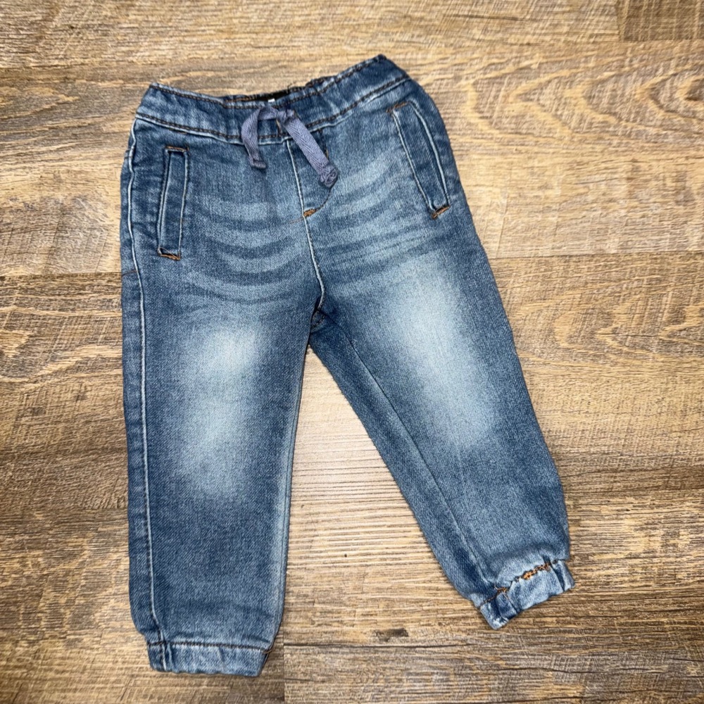 7 For All Mankind Kids 18M Luxe Sport Knit Denim Jogger Jeans Blue Pull On